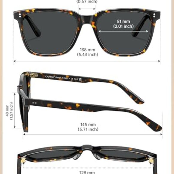 Small/Medium Acetate Polarized Sunglasses UV400 Anti-Glare